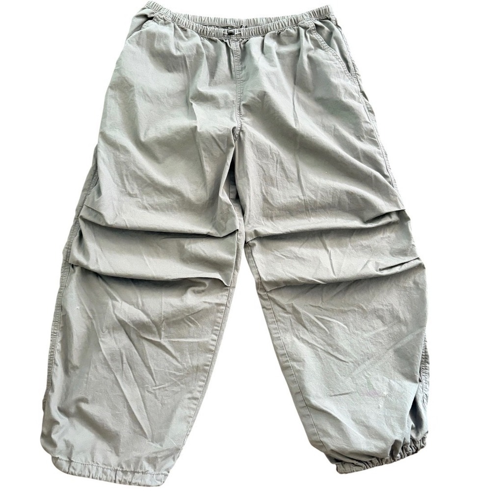 H&M Divided Parachute Pants Womens Medium Grey Elastic Waist Jogger Utility